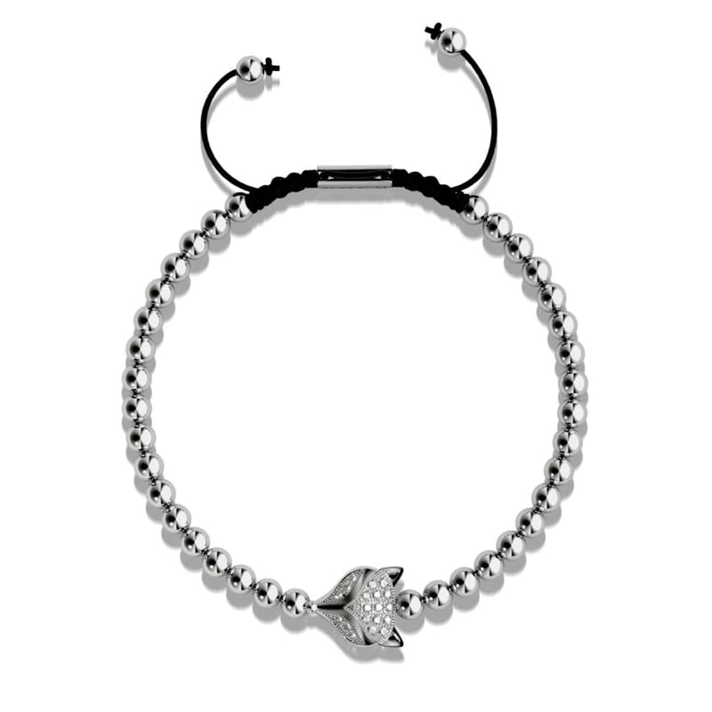 Kristallfuchs | Silber | Schwarz | Makramee Charmballa Armband