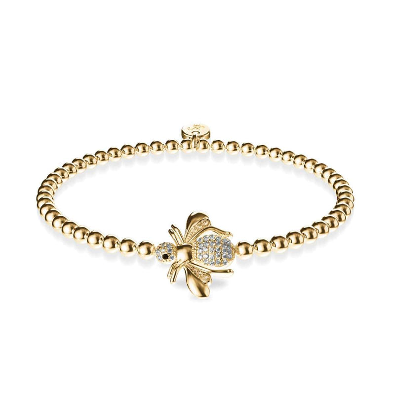 Königin | 18 Karat Gold | Kristall-Honigbienen-Charm-Armband
