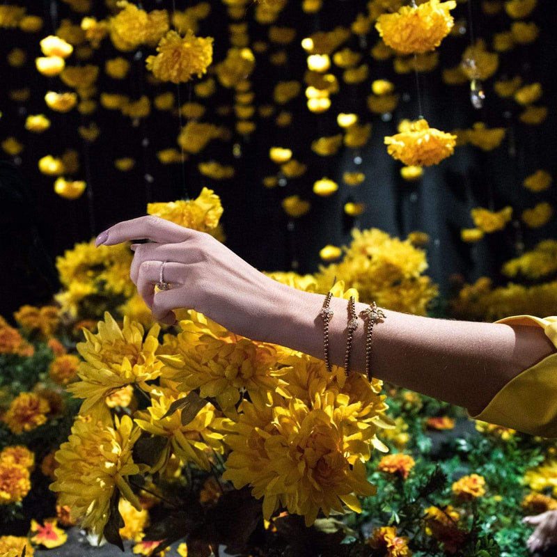 Königin | 18 Karat Gold | Kristall-Honigbienen-Charm-Armband