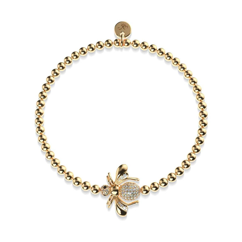 Königin | 18 Karat Gold | Kristall-Honigbienen-Charm-Armband