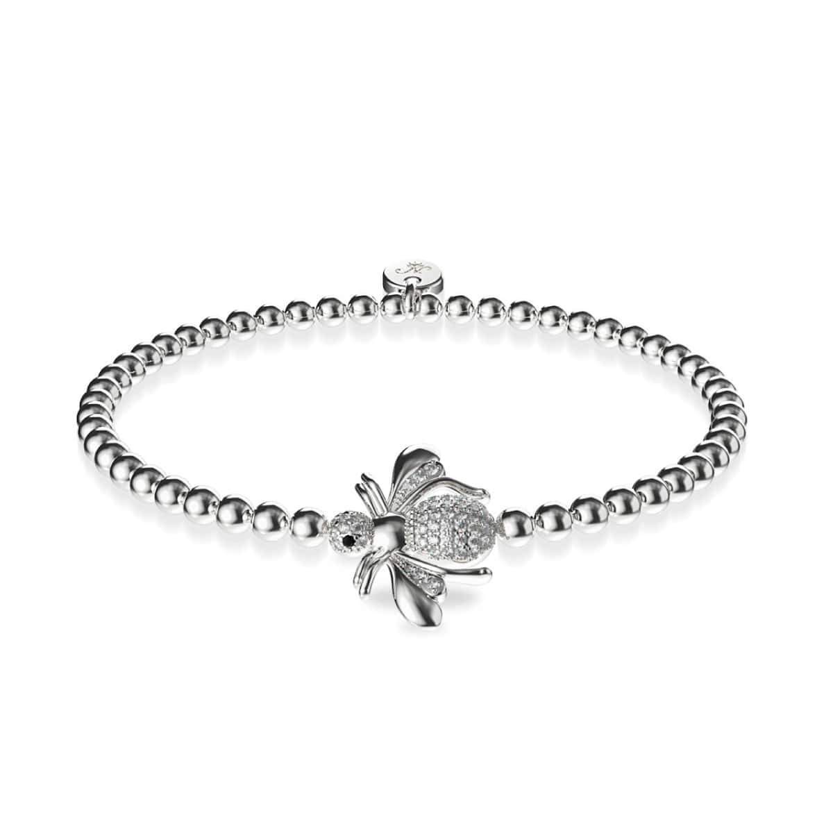Königin | Silber | Kristall Honigbiene Charm Armband