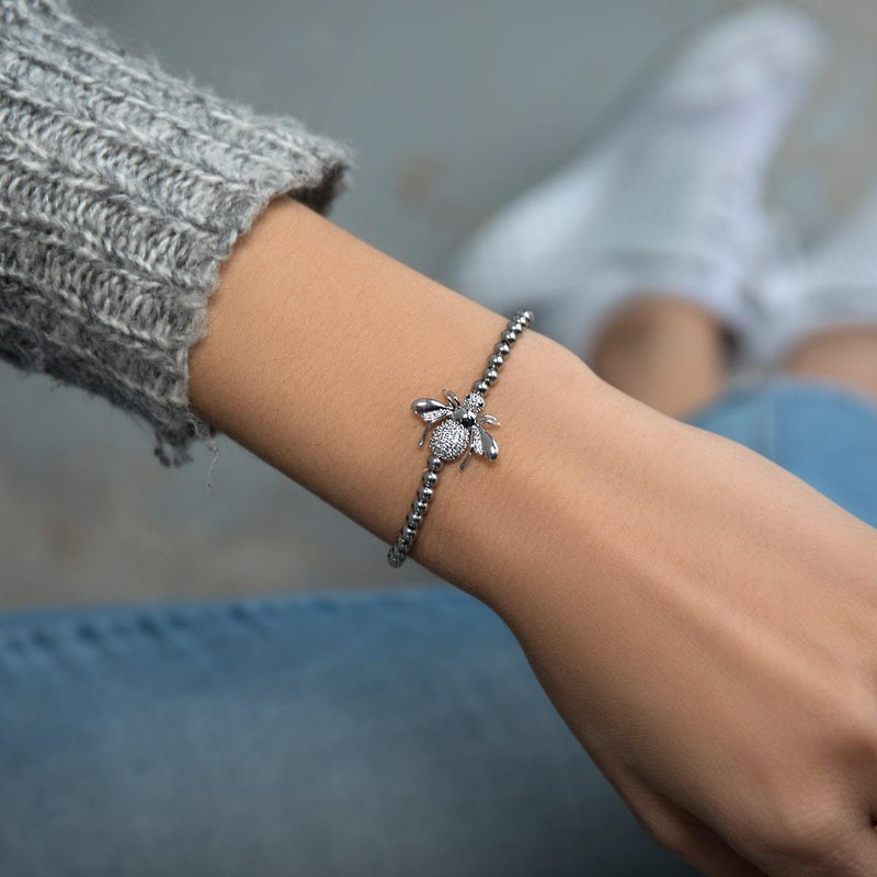 Königin | Silber | Kristall Honigbiene Charm Armband