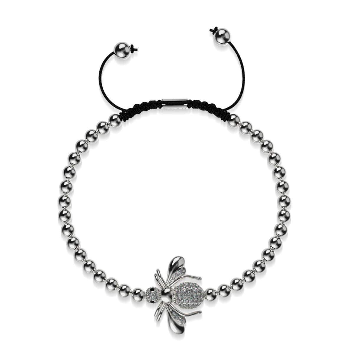 Königin | Silber | Kristall Honigbiene Makramee Charmballa Armband