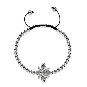 Königin | Silber | Kristall Honigbiene Makramee Charmballa Armband