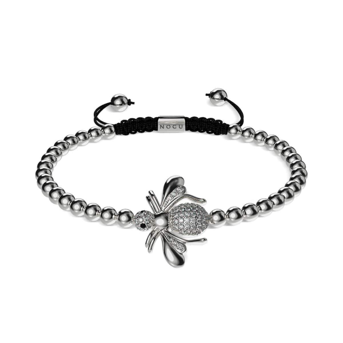 Königin | Silber | Kristall Honigbiene Makramee Charmballa Armband