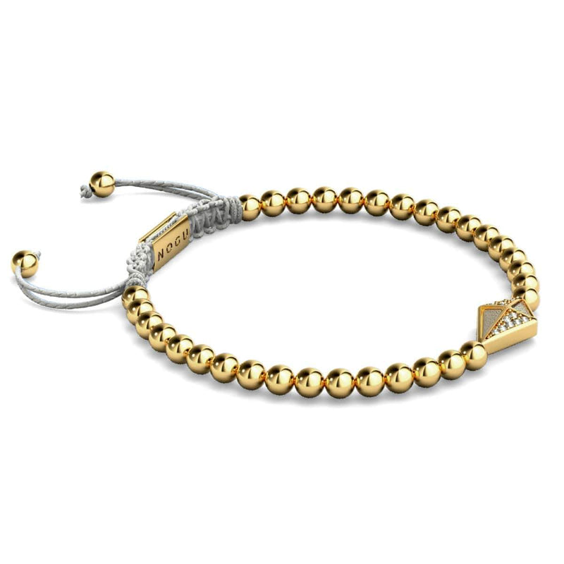 Drachen | 18 Karat Gold & Creme | Kristall Makramee Charmballa Armband