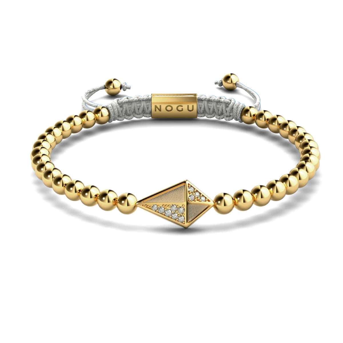 Drachen | 18 Karat Gold & Creme | Kristall Makramee Charmballa Armband