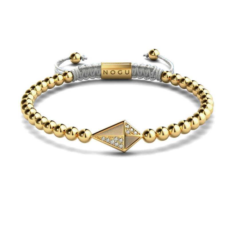 Drachen | 18 Karat Gold & Creme | Kristall Makramee Charmballa Armband