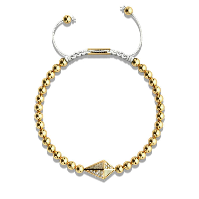 Drachen | 18 Karat Gold & Creme | Kristall Makramee Charmballa Armband
