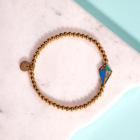 Drachen | 18 Karat Gold | Emaille | Kristall-Charm-Armband