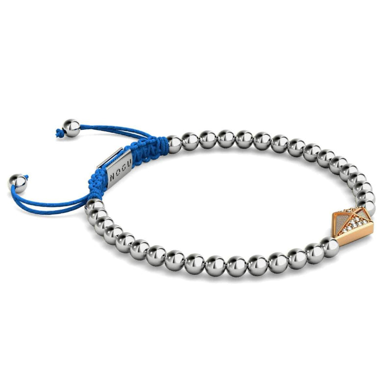 Drachen | 18 Karat Roségold & Silber & Blau | Kristall-Makramee-Charmballa-Armband