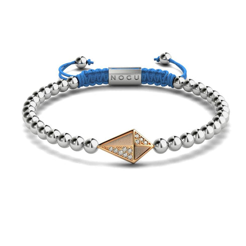 Drachen | 18 Karat Roségold & Silber & Blau | Kristall-Makramee-Charmballa-Armband