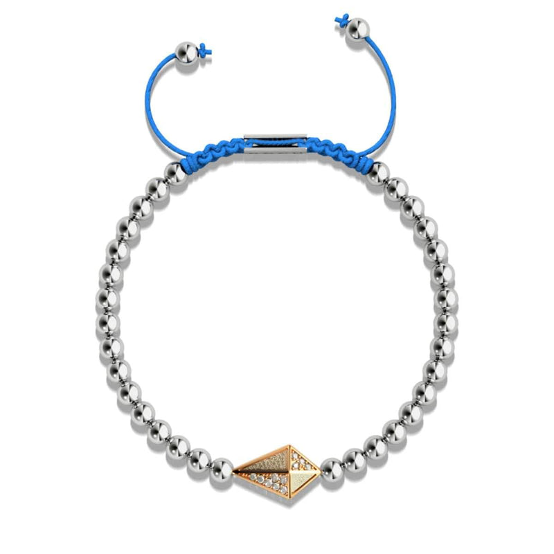 Drachen | 18 Karat Roségold & Silber & Blau | Kristall-Makramee-Charmballa-Armband