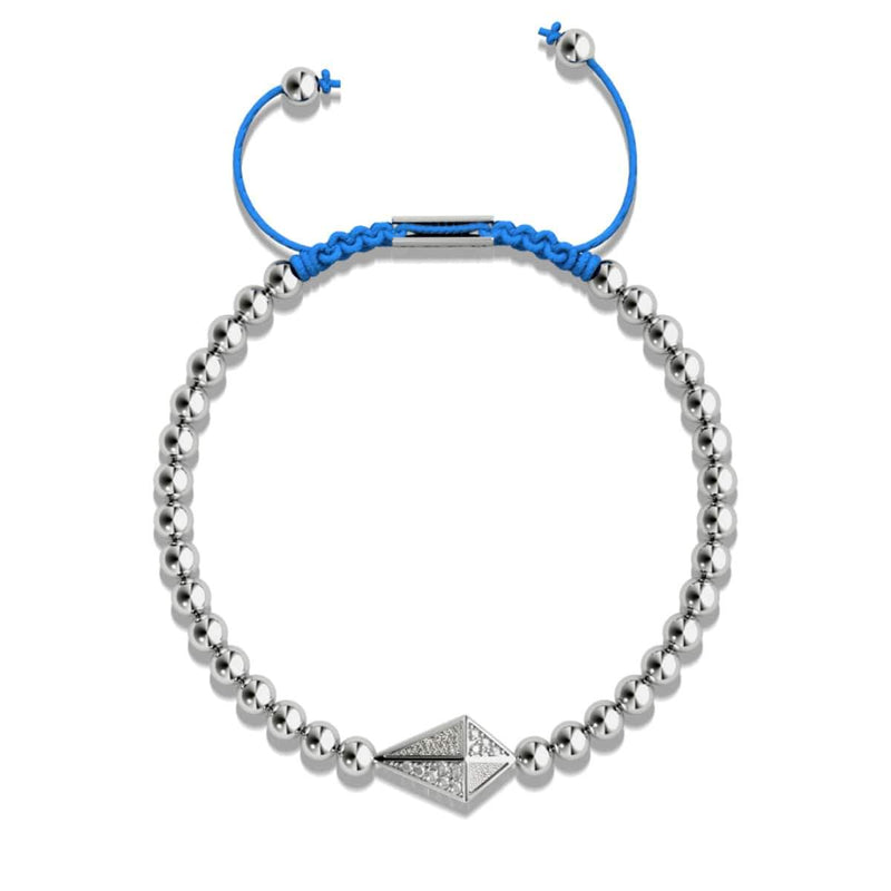 Drachen | Silber & Blau | Kristall-Makramee-Charmballa-Armband