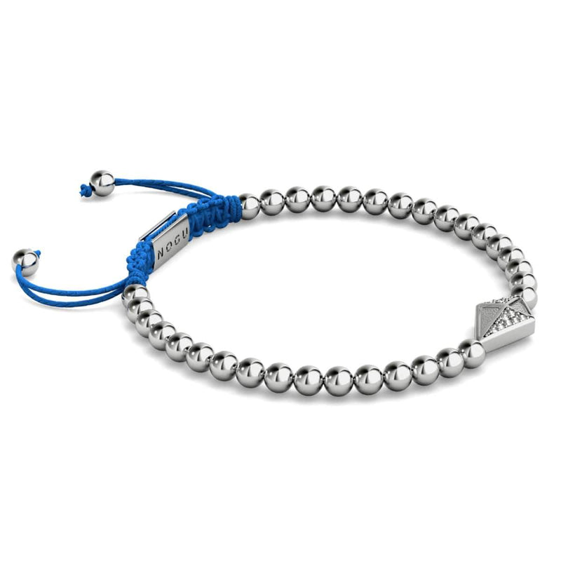 Drachen | Silber & Blau | Kristall-Makramee-Charmballa-Armband
