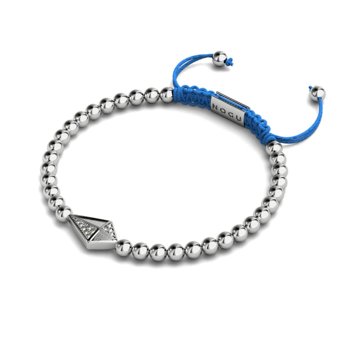 Drachen | Silber & Blau | Kristall-Makramee-Charmballa-Armband