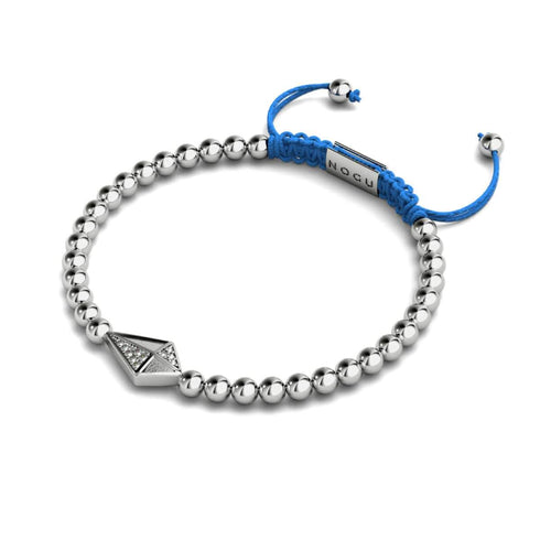 Drachen | Silber & Blau | Kristall-Makramee-Charmballa-Armband