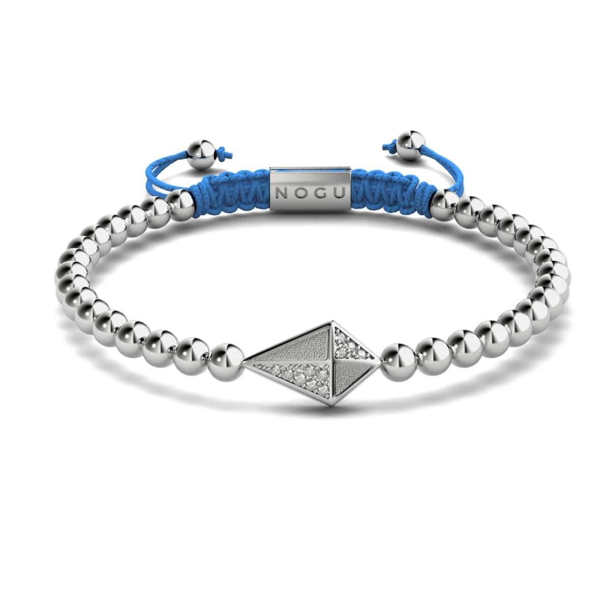 Drachen | Silber & Blau | Kristall-Makramee-Charmballa-Armband