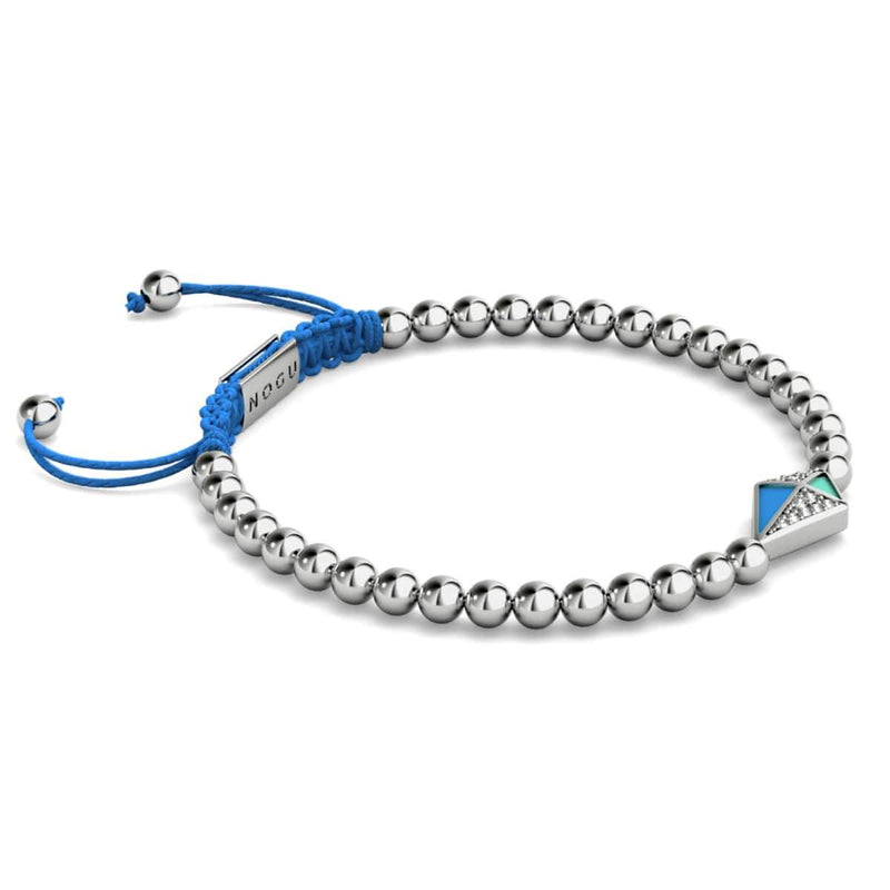 Drachen | Silber & Blau | Emaille | Kristall-Makramee-Charmballa-Armband