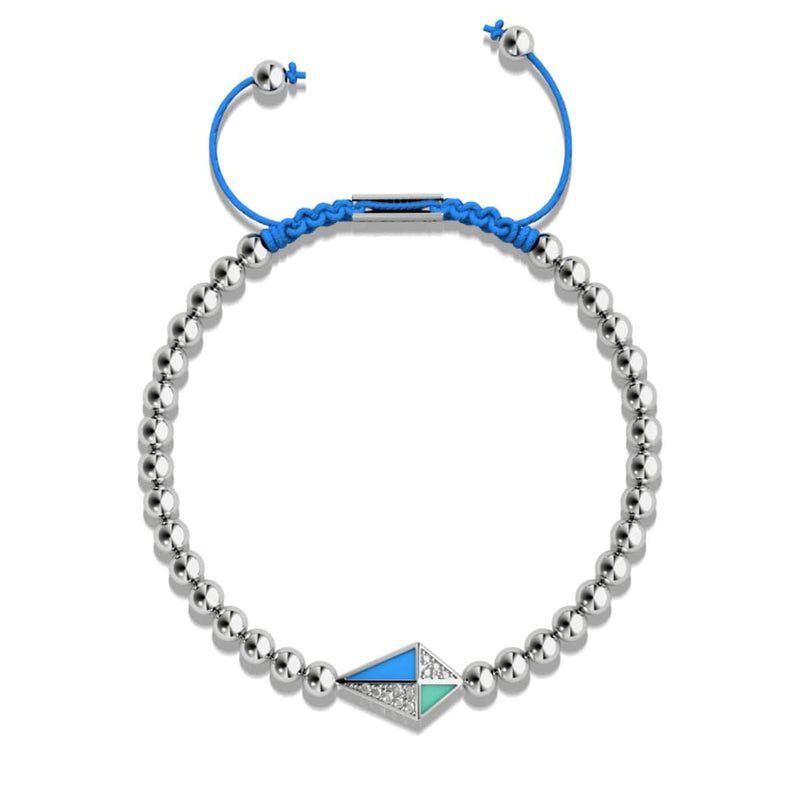 Drachen | Silber & Blau | Emaille | Kristall-Makramee-Charmballa-Armband