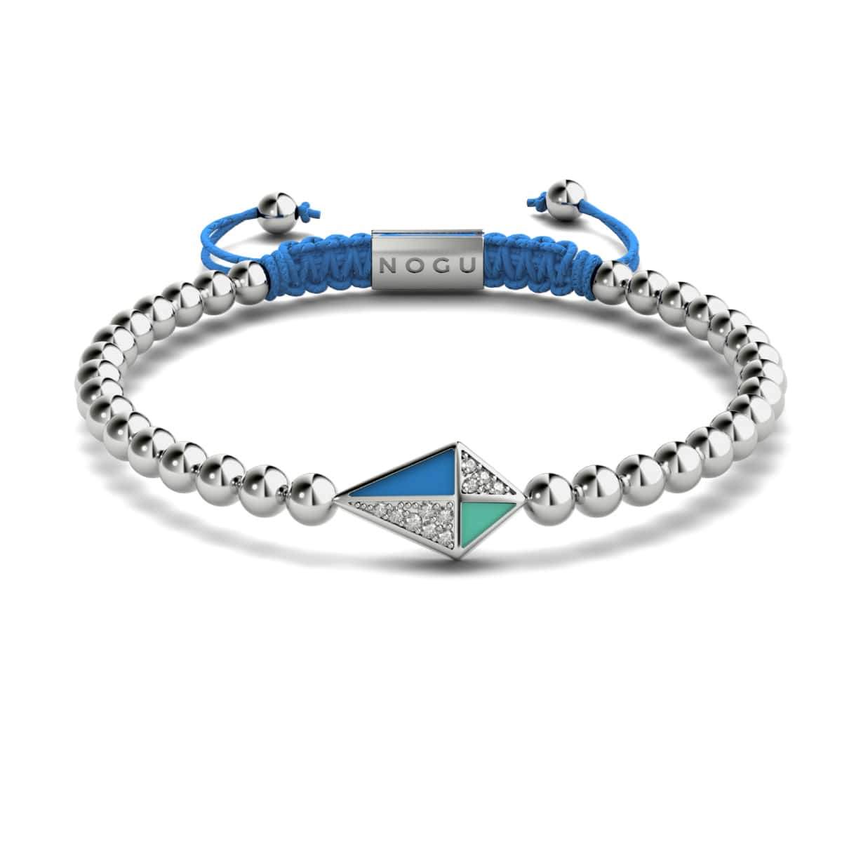 Drachen | Silber & Blau | Emaille | Kristall-Makramee-Charmballa-Armband