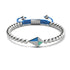 Drachen | Silber & Blau | Emaille | Kristall-Makramee-Charmballa-Armband