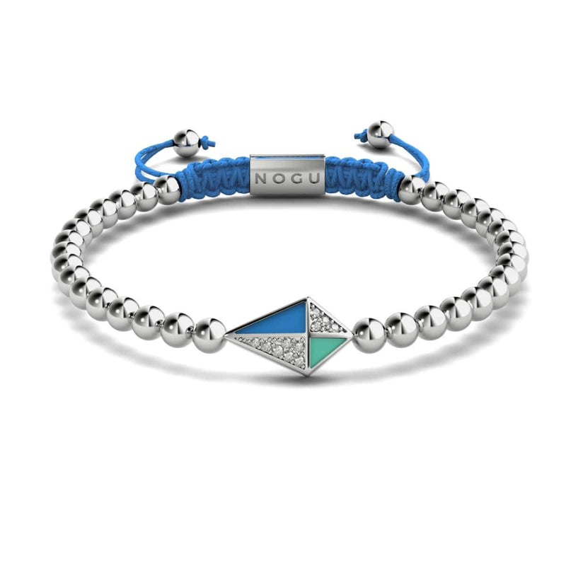 Drachen | Silber & Blau | Emaille | Kristall-Makramee-Charmballa-Armband