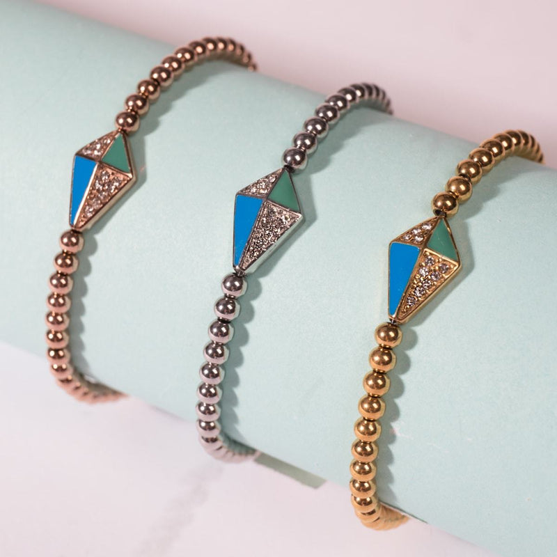 Drachen | Silber | Emaille | Kristall-Charm-Armband