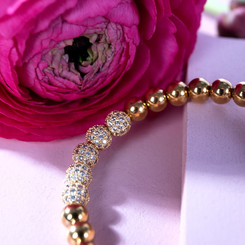 18 Karat Gold | Kristallpavé Gala-Armband | Weiß