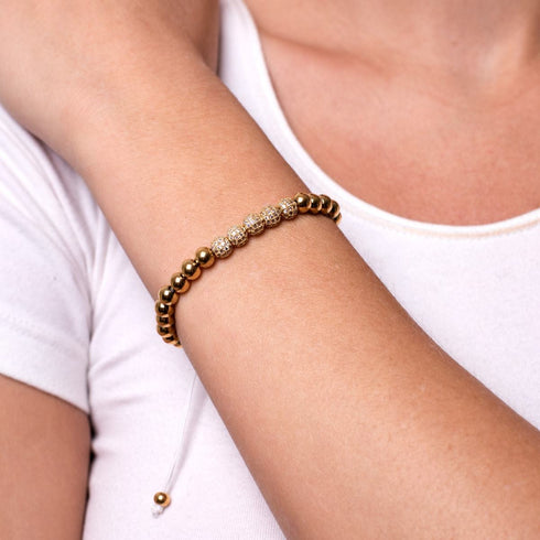 18 Karat Gold | Kristallpavé Gala-Armband | Weiß