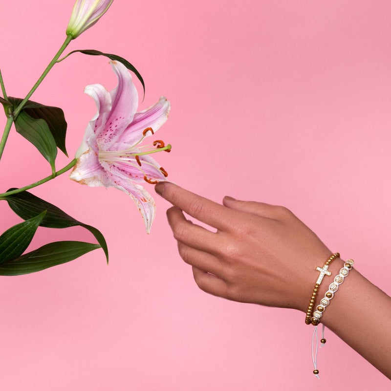 18 Karat Gold | Kristallpavé Kikiballa Armband | Weiß