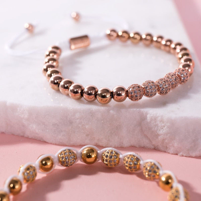 18 Karat Roségold | Gala-Armband mit Kristallpavé | Weiß
