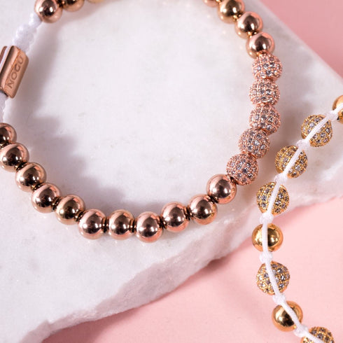 18 Karat Roségold | Gala-Armband mit Kristallpavé | Weiß