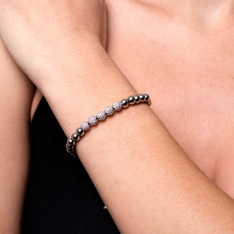 Silber | Kristallpavé Gala Armband | Schwarz