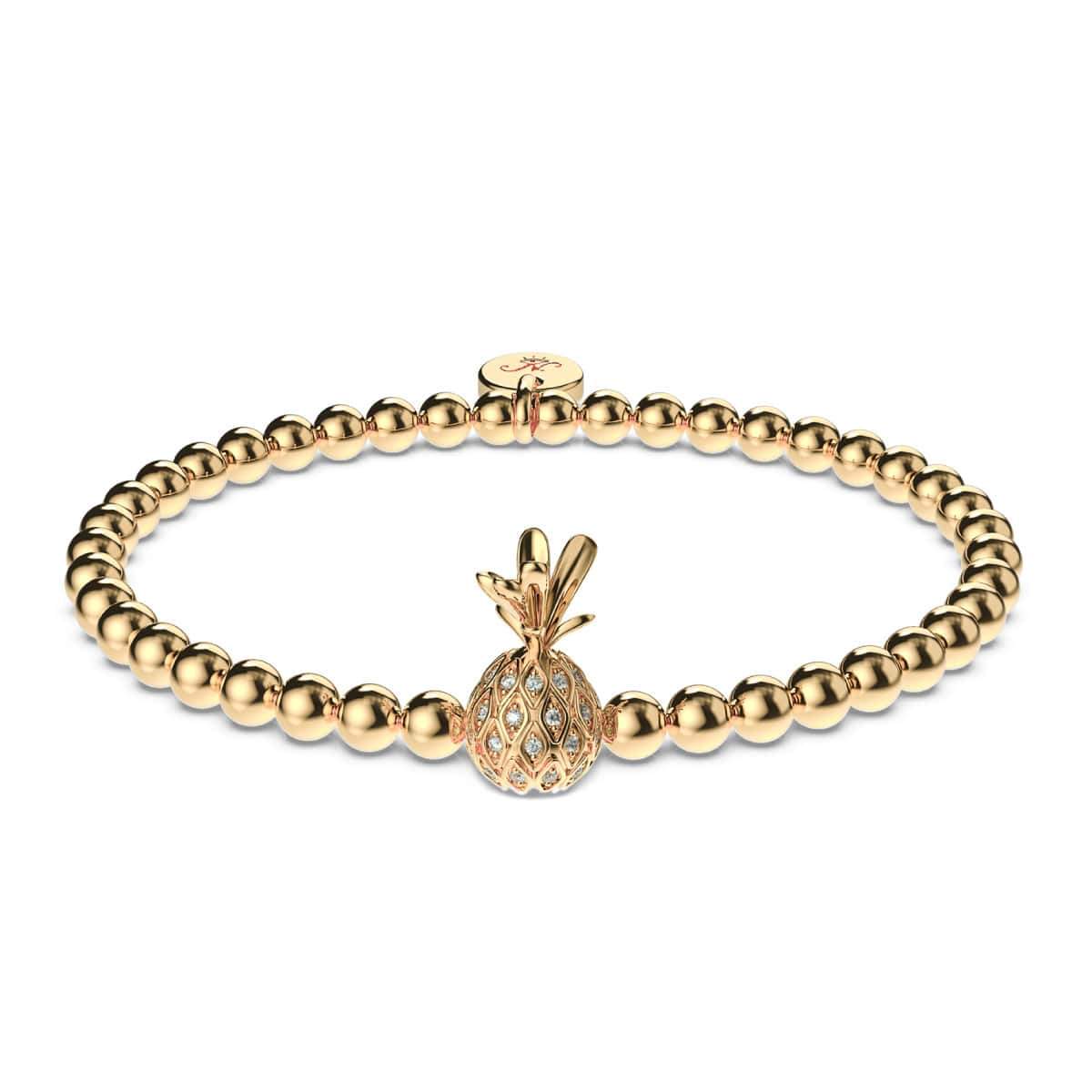 Piña Colada | 18 Karat Gold | Ananas-Armband mit Kristallen