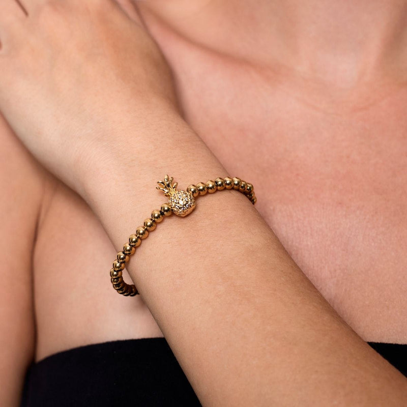 Piña Colada | 18 Karat Gold | Ananas-Armband mit Kristallen
