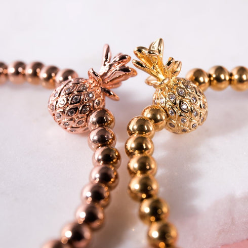Piña Colada | 18 Karat Roségold | Ananas-Armband mit Kristallen
