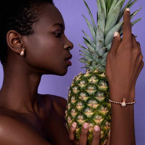 Piña Colada | 18 Karat Roségold | Ananas-Armband mit Kristallen
