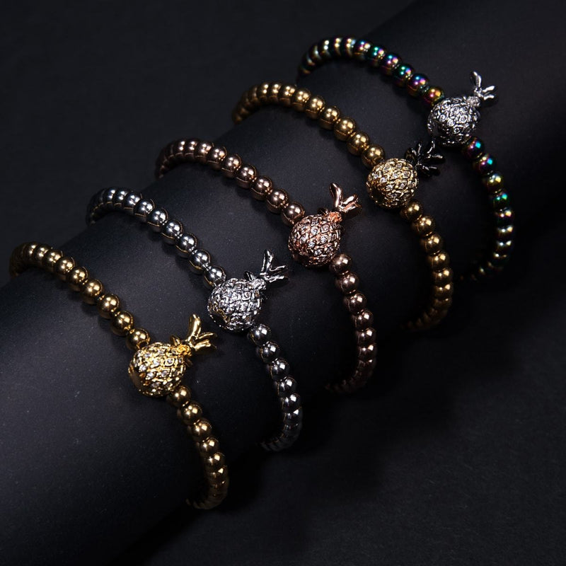 Piña Colada | Rotguss & 18 Karat Gold | Ananas-Armband mit Kristallen