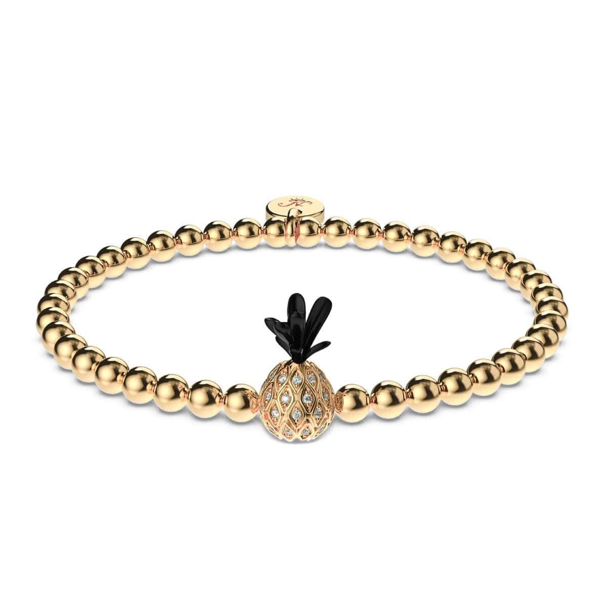 Piña Colada | Rotguss & 18 Karat Gold | Ananas-Armband mit Kristallen