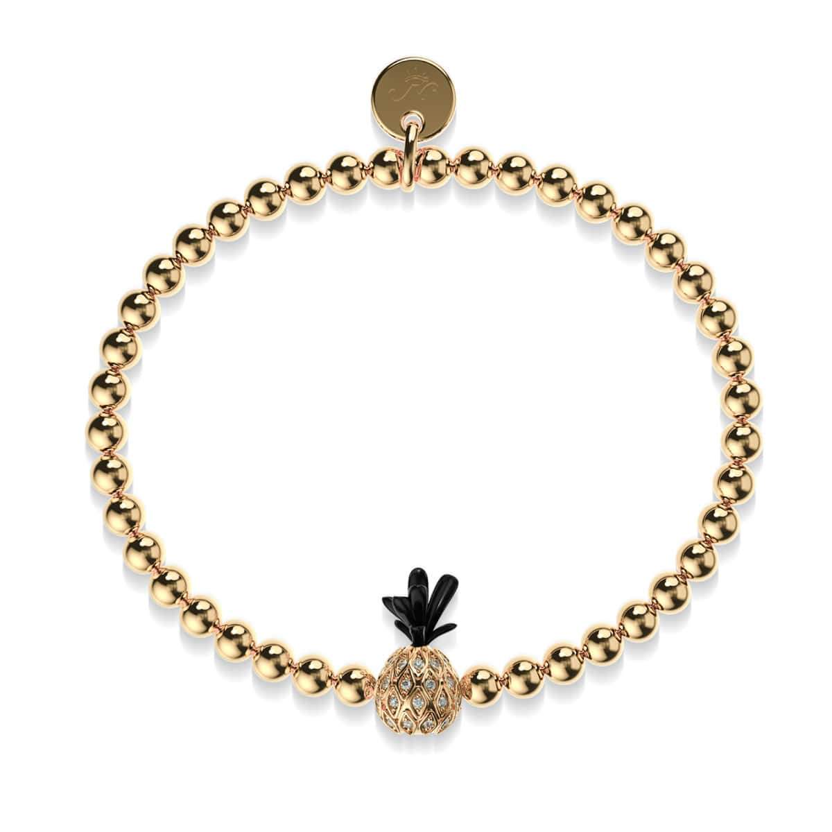 Piña Colada | Rotguss & 18 Karat Gold | Ananas-Armband mit Kristallen