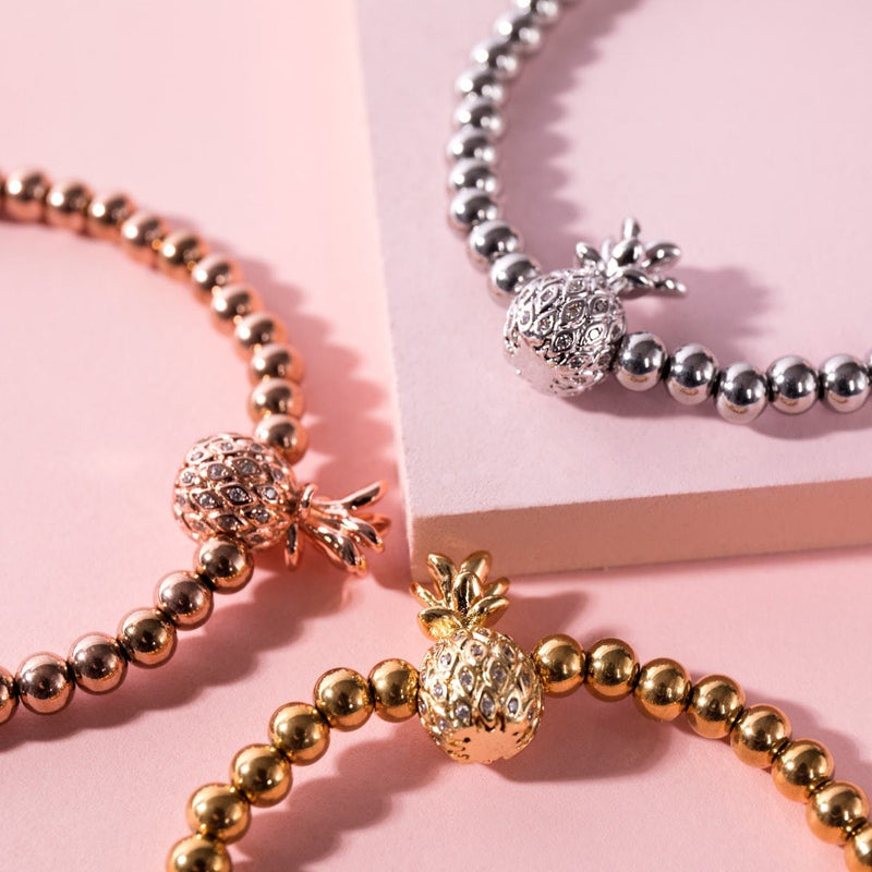 Piña Colada | Silber | Ananas-Armband mit Kristallen
