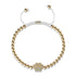Pfote | 18 Karat Gold | Weiß | Kristallwelpen-Print | Makramee-Charmballa-Armband