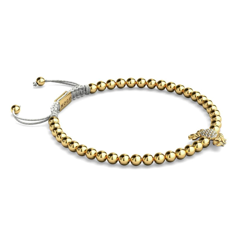 Kristall-Seekrabbe | 18 Karat Gold | Weiß | Makramee-Charmballa-Armband