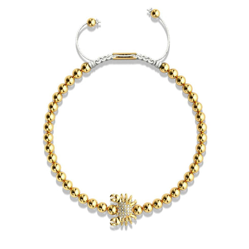 Kristall-Seekrabbe | 18 Karat Gold | Weiß | Makramee-Charmballa-Armband