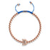 Kristall-Seekrabbe | 18 Karat Roségold | Blau | Makramee-Charmballa-Armband