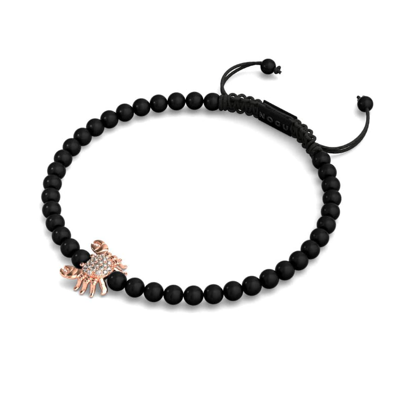 Kristall-Seekrabbe | 18 Karat Roségold & Rotguss | Schwarz | Makramee-Charmballa-Armband