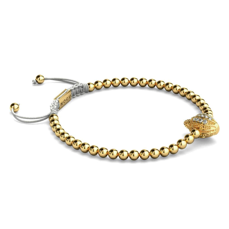 Isla | 18 Karat Gold | Makramee-Charmballa-Armband mit Kristall-Muschel