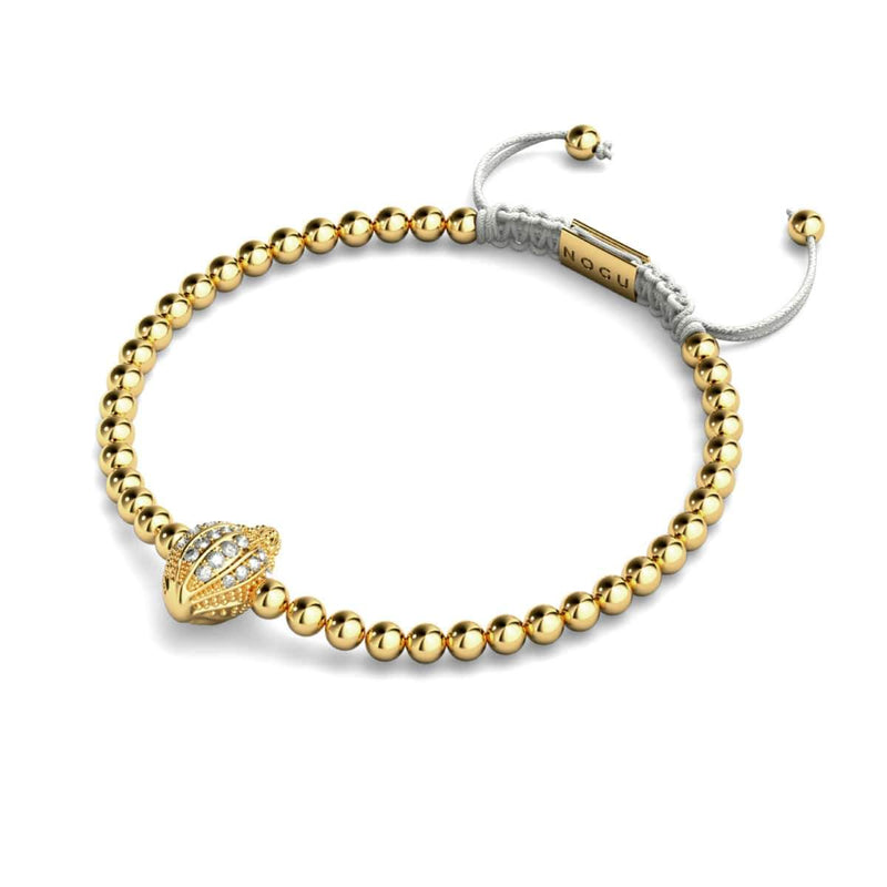 Isla | 18 Karat Gold | Makramee-Charmballa-Armband mit Kristall-Muschel
