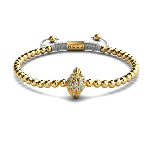 Isla | 18 Karat Gold | Makramee-Charmballa-Armband mit Kristall-Muschel